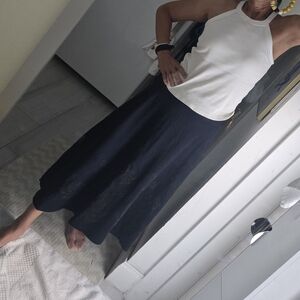 H&M Navy Blue Midi Skirt W Embroidary